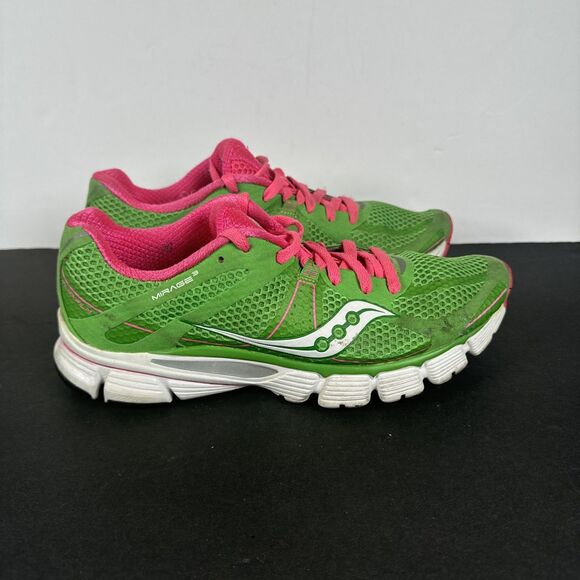 SAUCONY Flexfilm Pro Grid Mirage 3 Lime Green Pink Sneakers‎ Size 9 / 40.5 - Picture 1 of 16